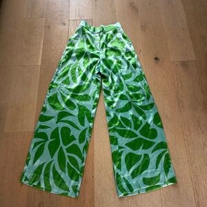 House of Harlow 1960 Leaf Pattern Wide-Leg Pants